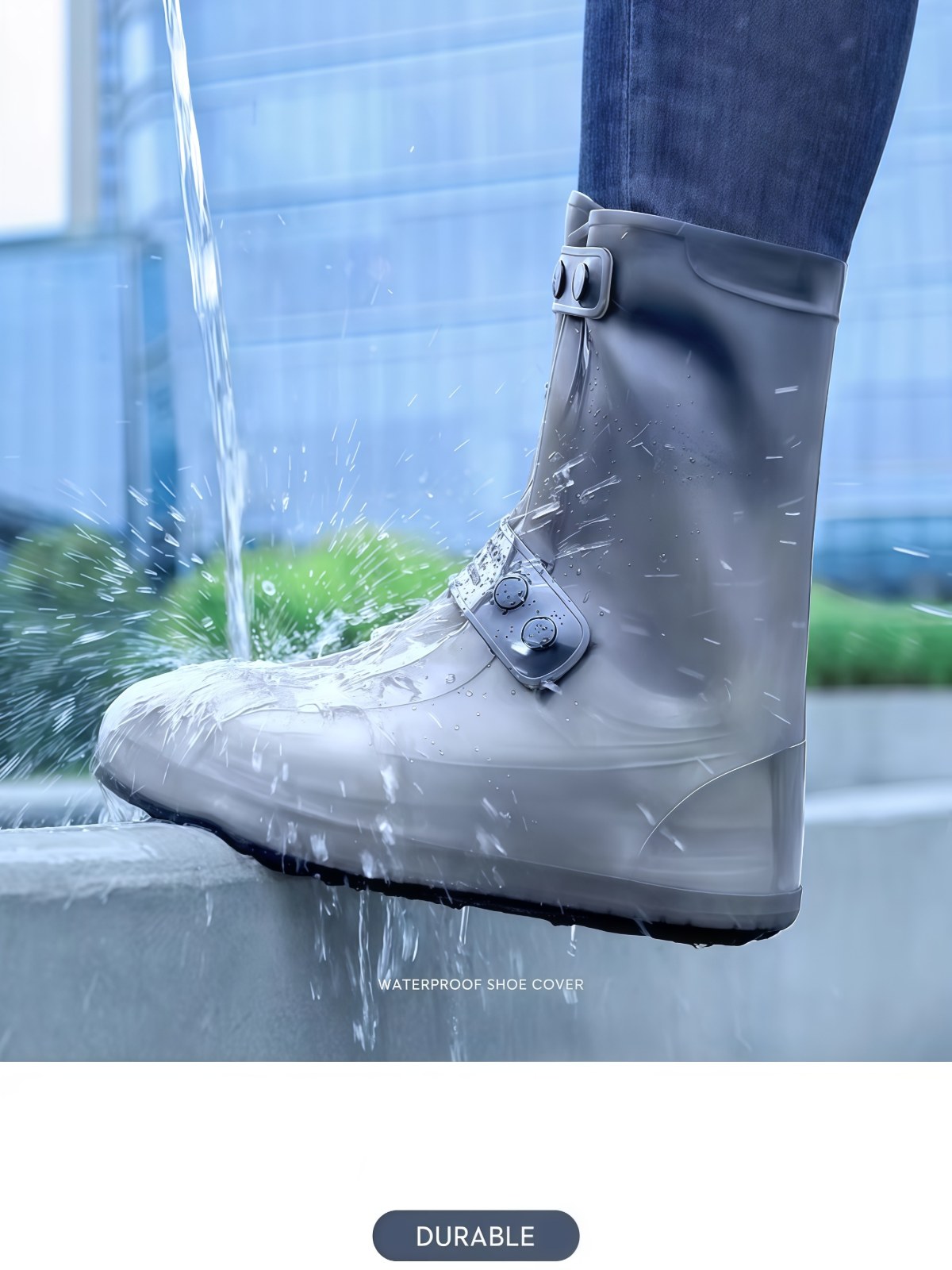 雨鞋套防水防滑加厚耐磨雨天防雨硅胶水鞋男反复使用骑手专用雨靴 - 详情图