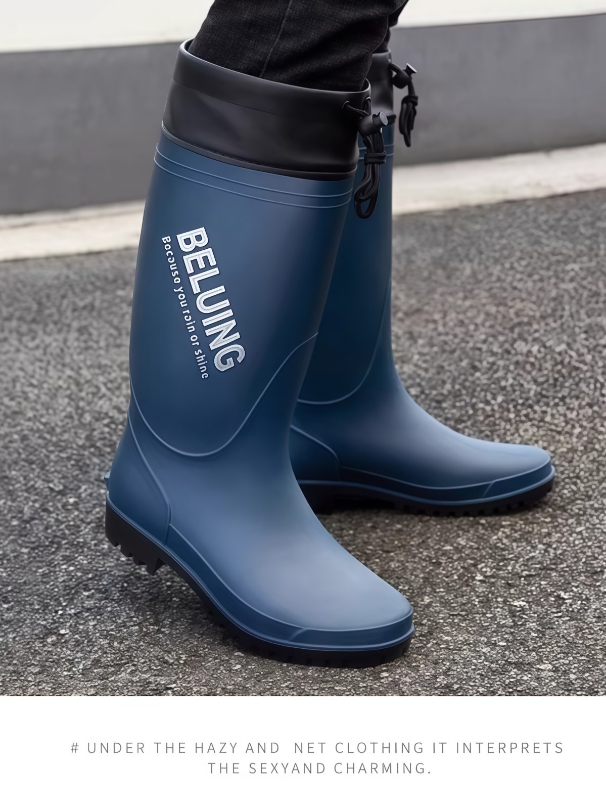 英伦雨鞋男款2026新款防滑胶鞋外卖骑手水靴长高筒钓鱼雨靴防水鞋 - 详情图