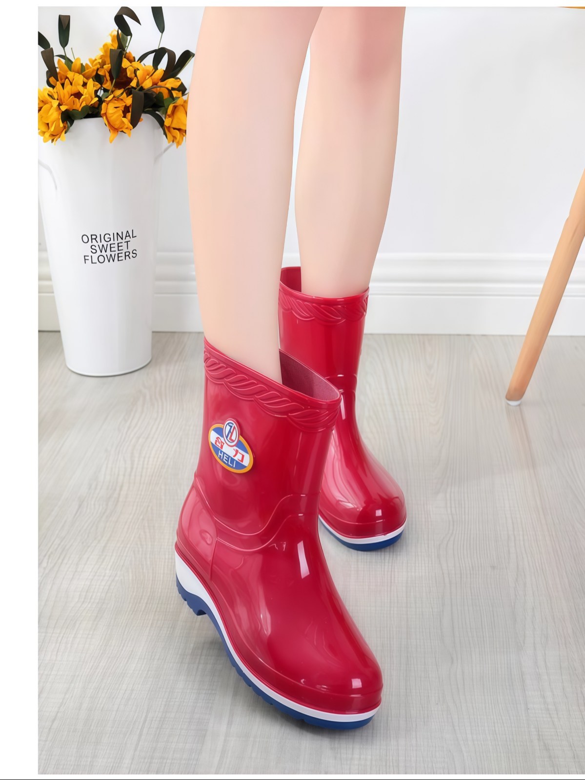 四季雨鞋女短筒成人加绒雨靴时尚防水鞋女士防滑中筒胶鞋套鞋保暖 - 详情图