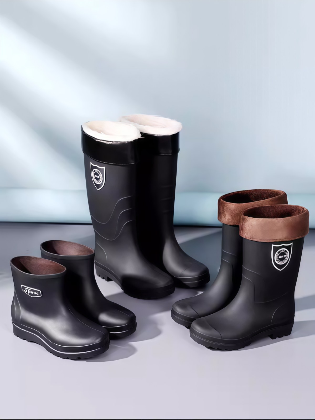 加厚工矿雨鞋男士水鞋耐磨保暖厨房钓鱼防水防滑加绒防滑雨靴胶鞋 - 详情图