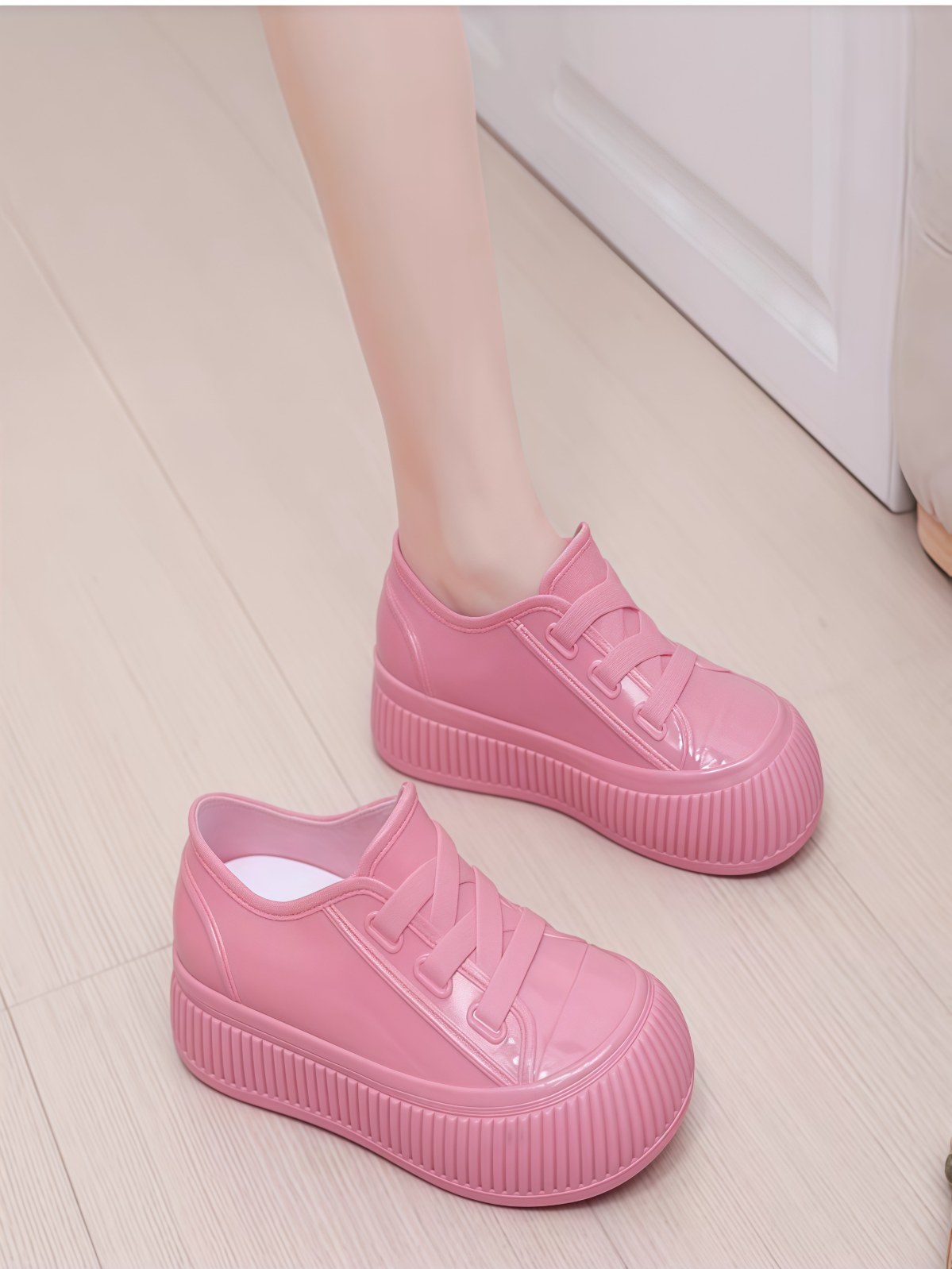 雨鞋女新款耐磨防水鞋时尚短筒雨靴厚底增高低帮水靴厨房洗车胶鞋 - 详情图