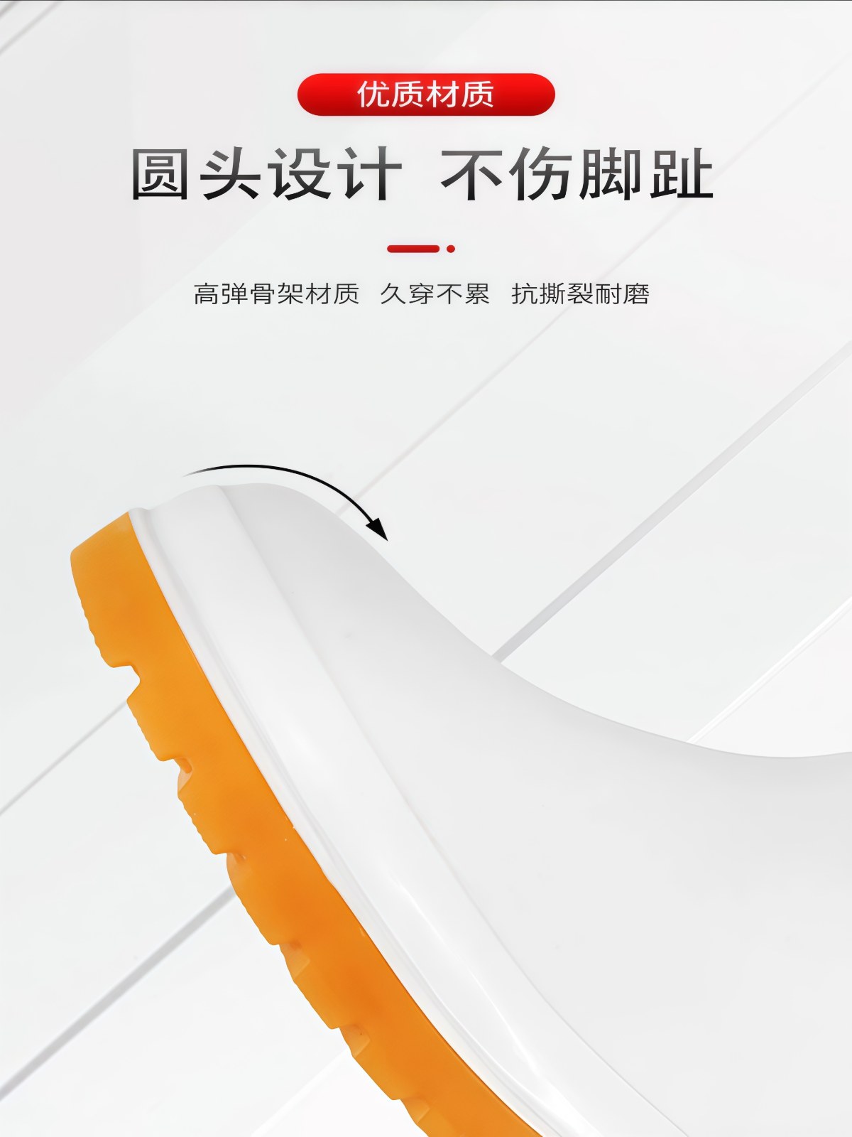 食品厂雨鞋白色卫生工作雨靴专用水鞋胶鞋水靴男女款厨房冷库大码 - 详情图