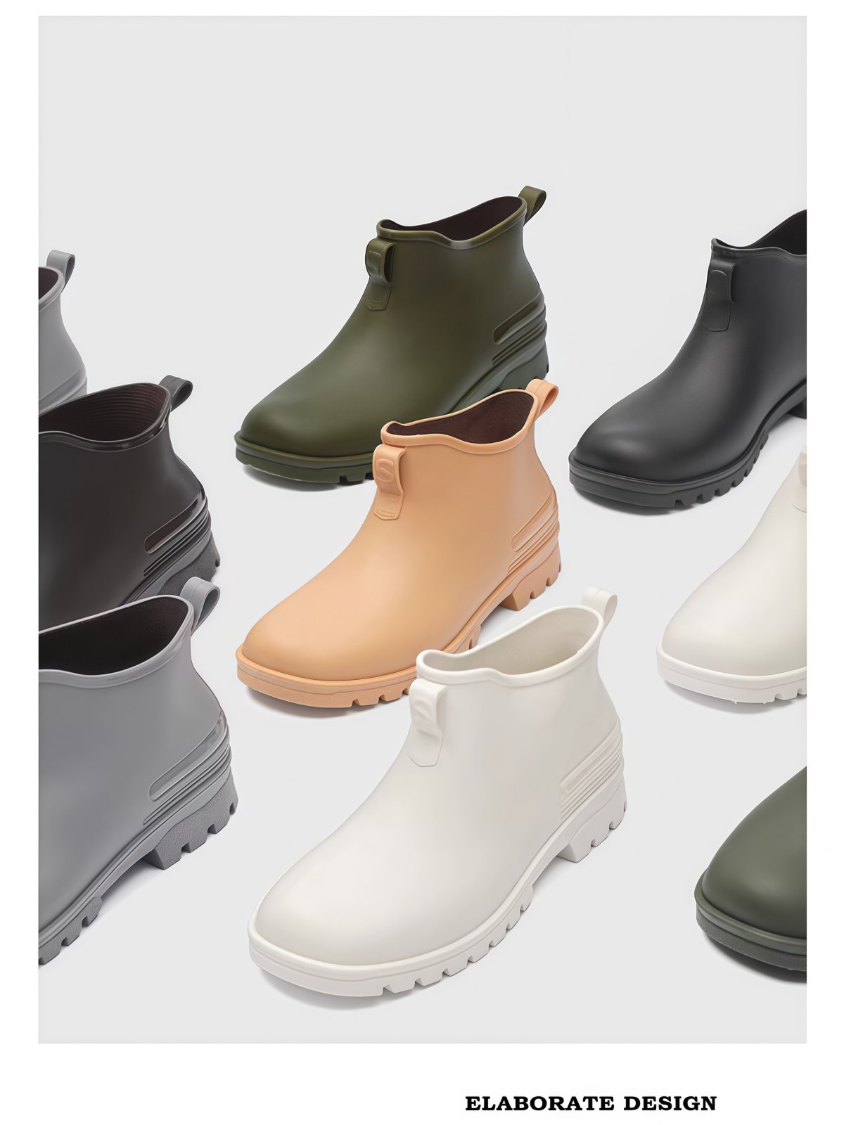 德系防滑雨鞋男女款情侣时尚雨靴女登山钓鱼防水胶鞋加绒耐磨水鞋 - 详情图